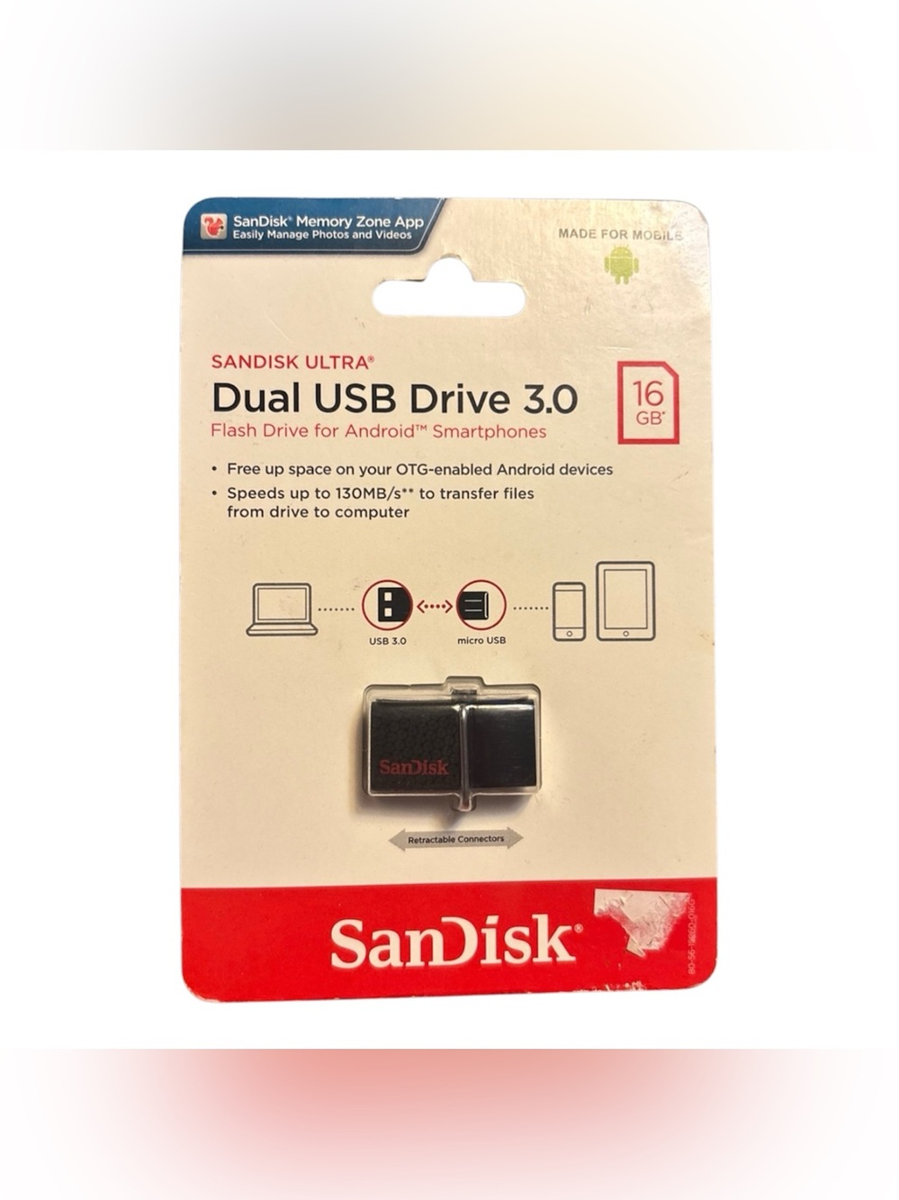 SanDisk 32GB Dual USB Drive 3.0 Flash Drive for Devices with Micro USB OTG